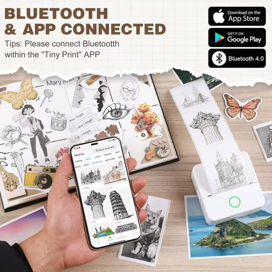 X6 Mini HD Printer Portable Sticker Label Printer Bluetooth Pocket Thermal Printer with Paper for Student Note Inkless Printing