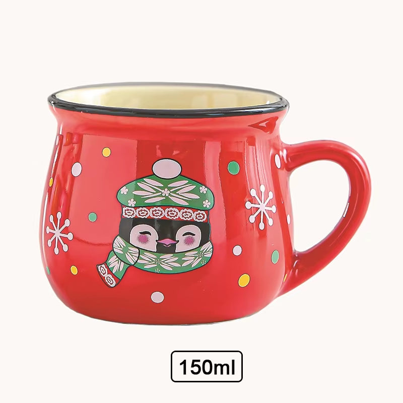 Christmas Ceramic Mug Cartoon Santa Gingerbread Man Mousse Cup Coffee Cup Dessert Cups Breakfast Milk Mug for Kids Xmas Gift