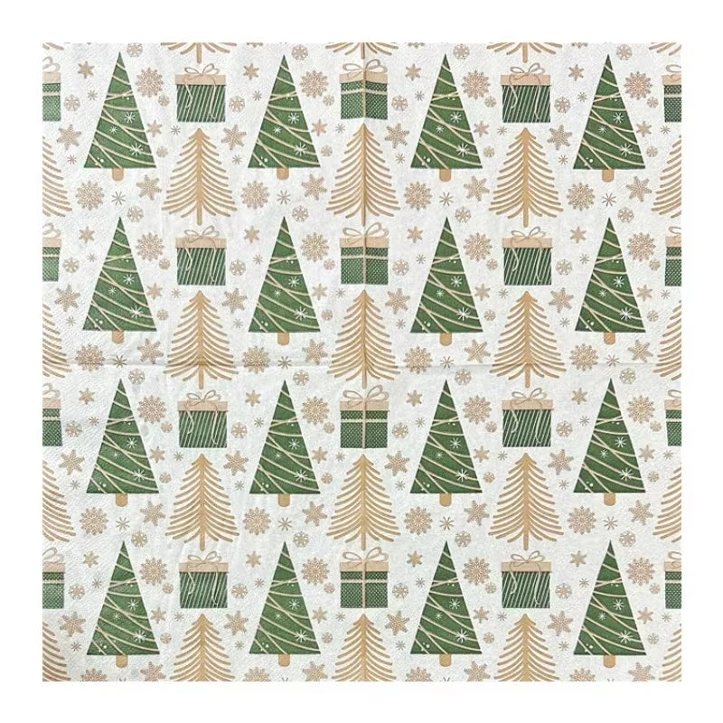 20Pcs/Pac Christmas Party Colorful Napkins Christmas Tree Printed Tissue Paper Festive Decoration Mouth Cloth Paper 33*33Cm