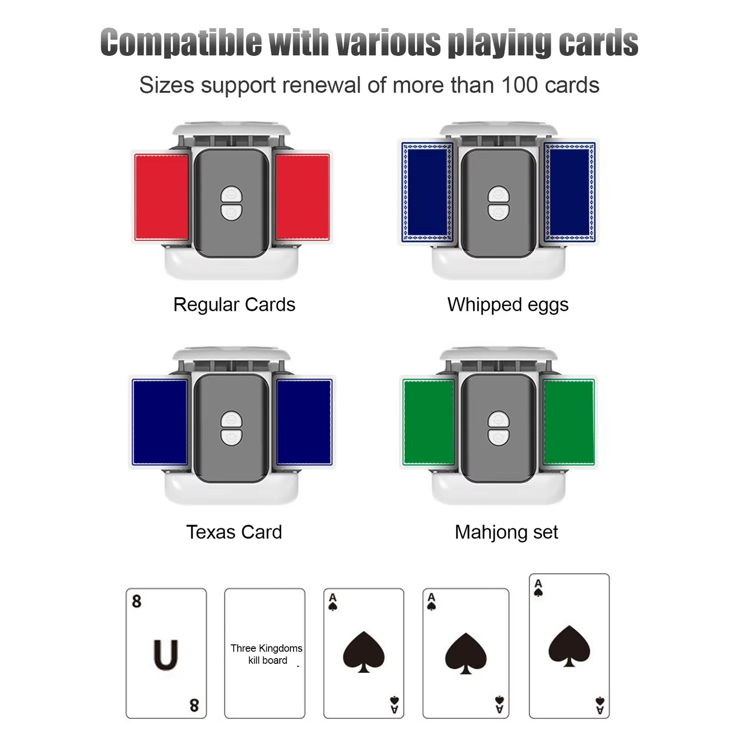 Automatic Card Shuffler 2 Deck Electric Casino Card Shuffler Rechargeable Cordless Poker Machine Built-In 1200Mah Battery