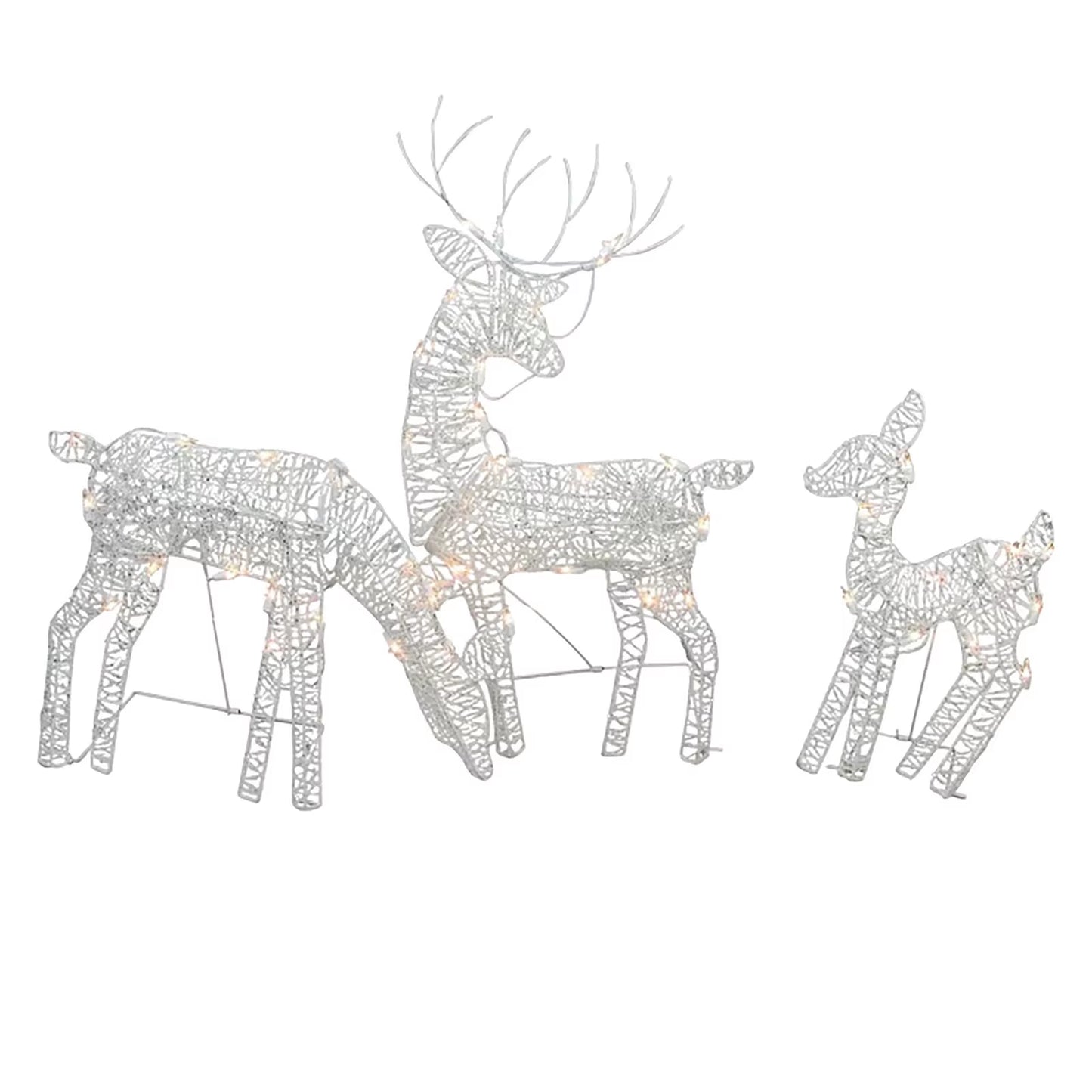 3Pc Lighted Deer Reindeer Family Lighted Deer Christmas Decor with Led Lights Light up Bucks Doe and Fawn Indoor or Outdoor Yard