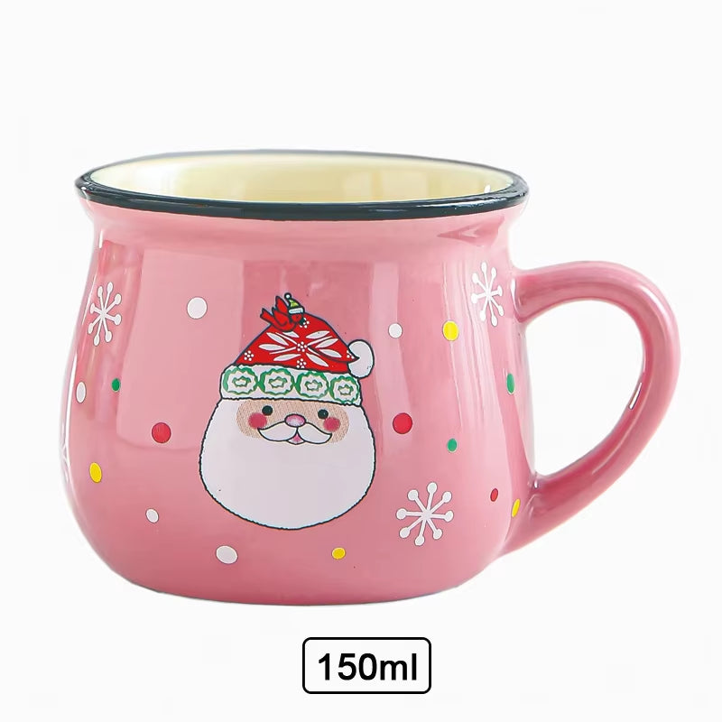 Christmas Ceramic Mug Cartoon Santa Gingerbread Man Mousse Cup Coffee Cup Dessert Cups Breakfast Milk Mug for Kids Xmas Gift