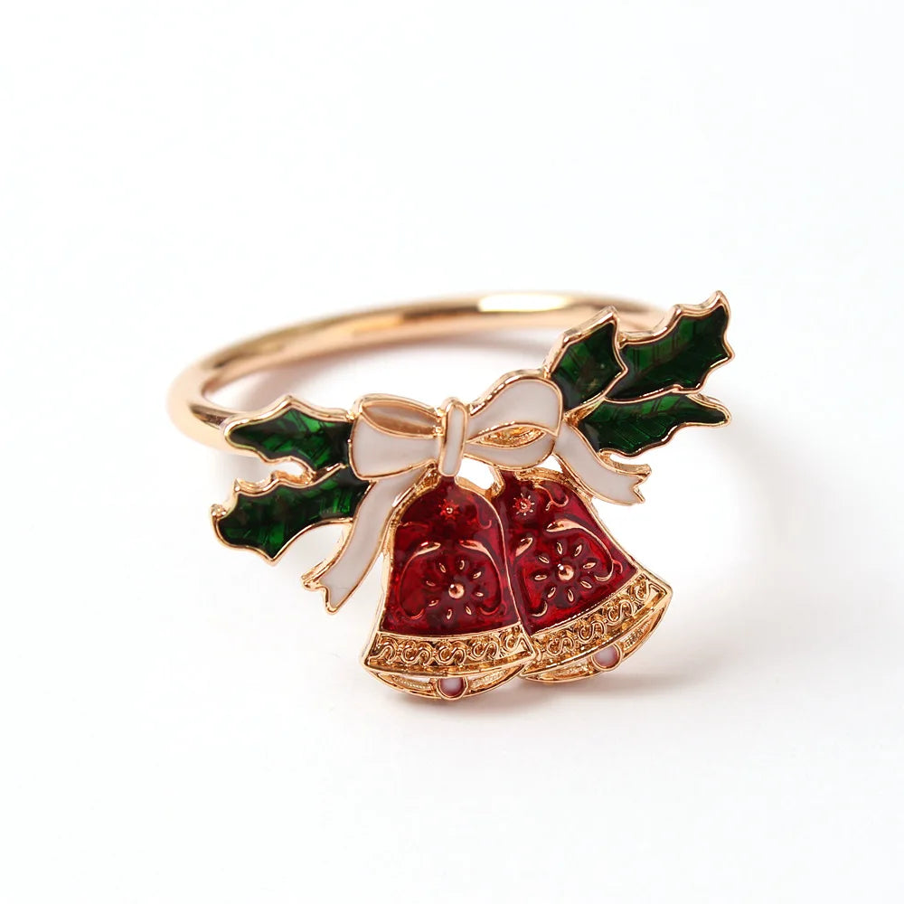 Metal Christmas Tree Napkin Buckle Bow Flower Wreath Mouth Ring Napkin Ring Wedding Hotel Table Supplies Circle Decoration Gifts