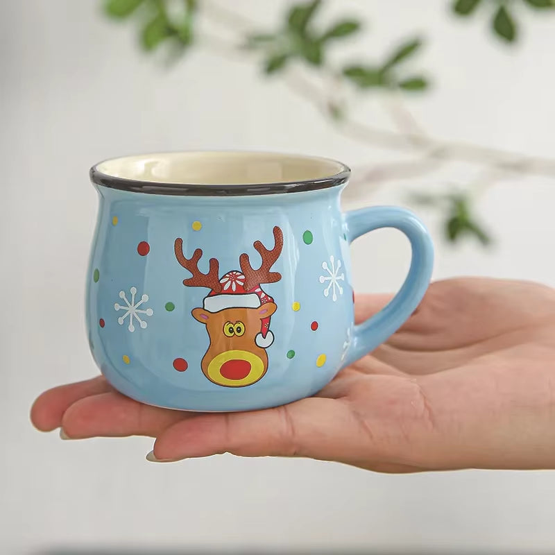 Christmas Ceramic Mug Cartoon Santa Gingerbread Man Mousse Cup Coffee Cup Dessert Cups Breakfast Milk Mug for Kids Xmas Gift