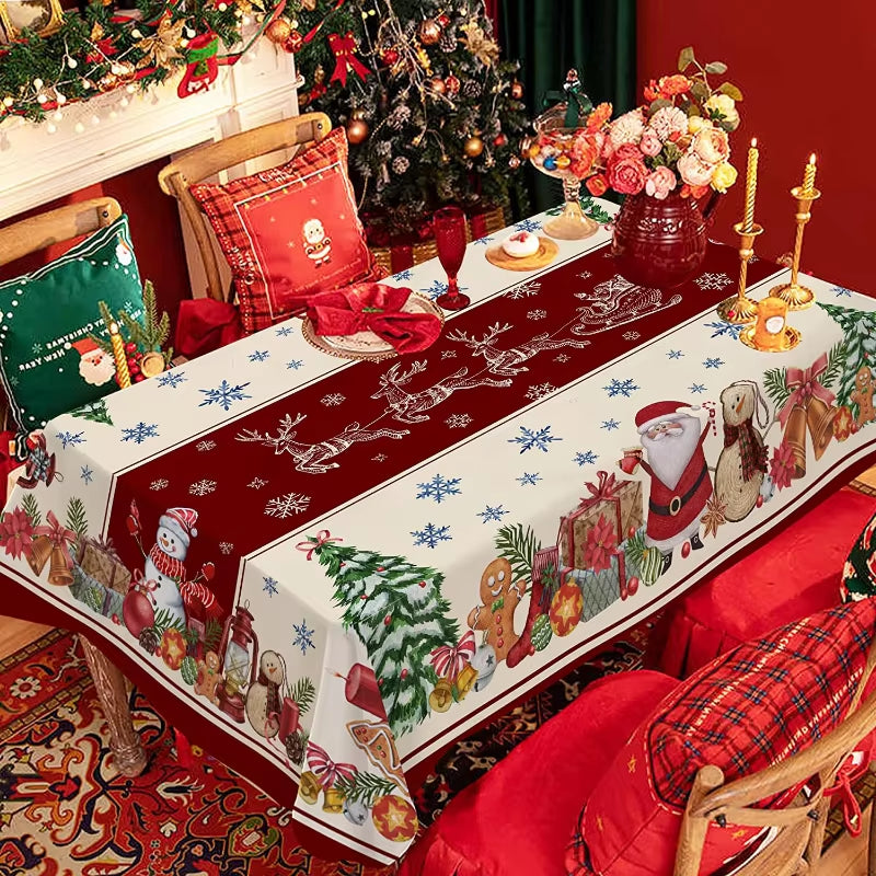 Christmas Waterproof Tablecloth Festive Waterproof Table Cloths Festive Christmas Waterproofs Tablecloths for Rectangular Tables