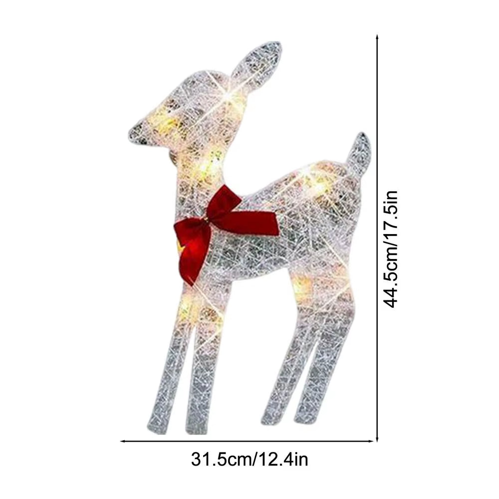 Iron Art Elk Deer Christmas Garden Decoration with LED Light Glowing Glitter Reindeer Outdoor Iron Moose Xmas Home Outdoor