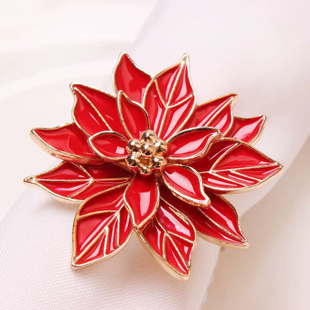 Metal Christmas Tree Napkin Buckle Bow Flower Wreath Mouth Ring Napkin Ring Wedding Hotel Table Supplies Circle Decoration Gifts