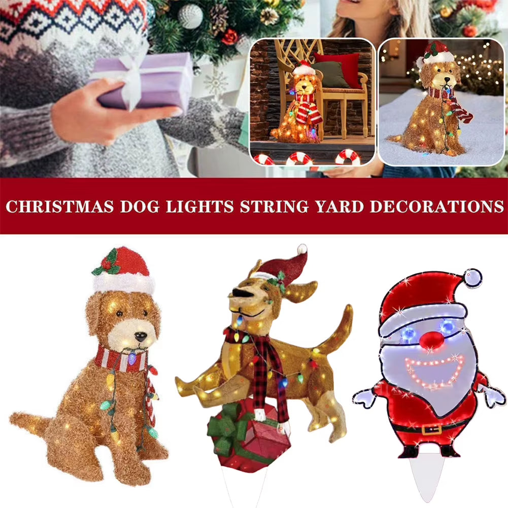 2D Led Christmas Dog Yard Decor 2025 Outdoor Christmas Decorations Yard Signs Acrylic Garden Stake with Lights Garden Statues