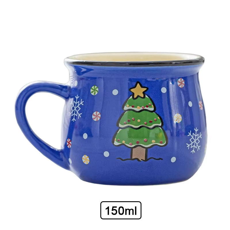 Christmas Ceramic Mug Cartoon Santa Gingerbread Man Mousse Cup Coffee Cup Dessert Cups Breakfast Milk Mug for Kids Xmas Gift