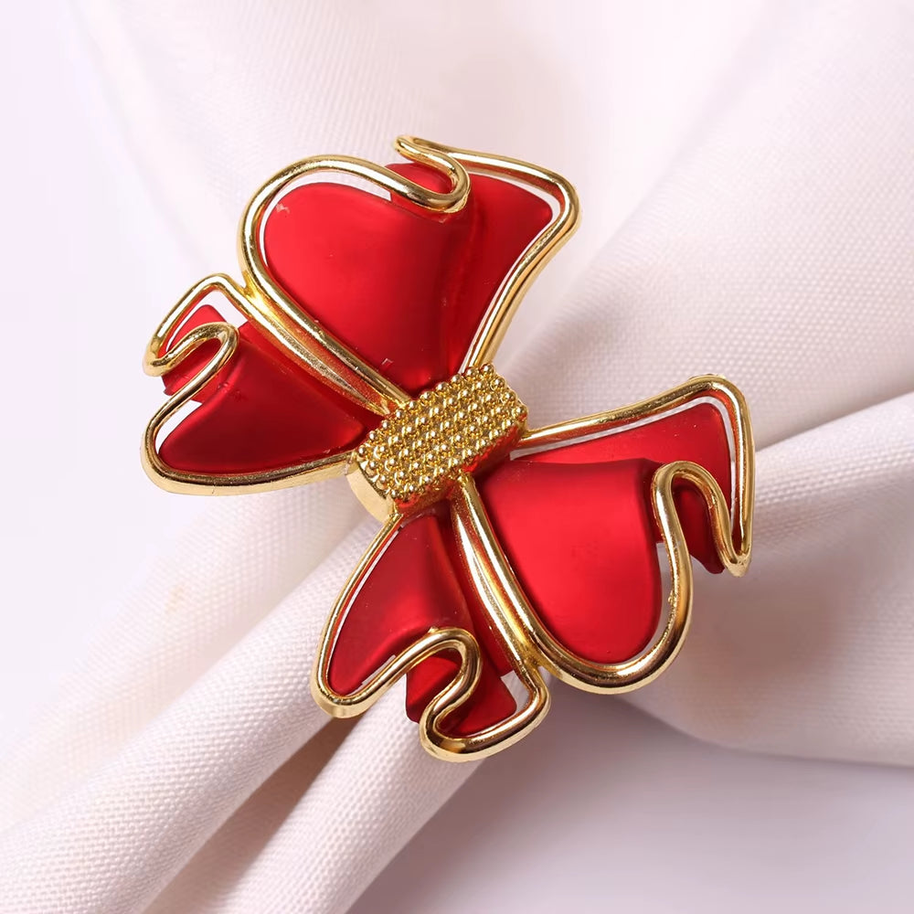 Metal Christmas Tree Napkin Buckle Bow Flower Wreath Mouth Ring Napkin Ring Wedding Hotel Table Supplies Circle Decoration Gifts