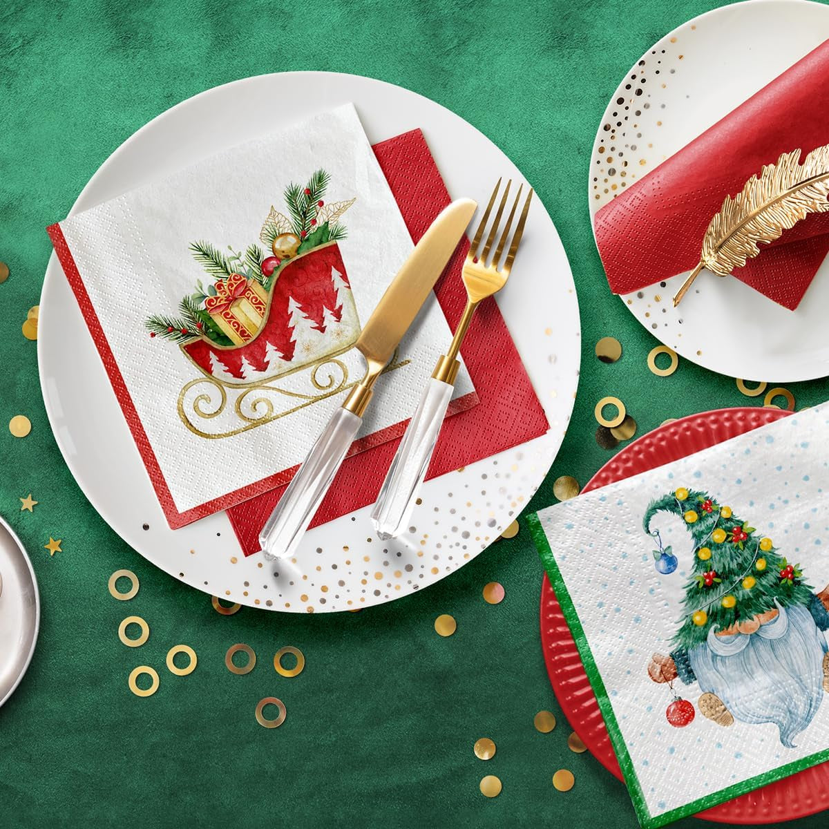 PAW - Tovaglioli Di Carta Natale (33 X 33 Cm) I 20 Pezzi I 3 Veli I Tovaglioli Carta - Inverno, Vacanze, Slitta, Regali I Holiday Sleigh