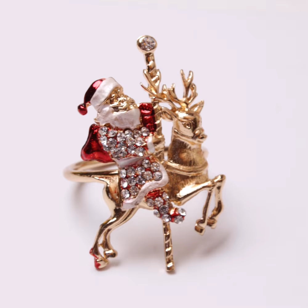 Metal Christmas Tree Napkin Buckle Bow Flower Wreath Mouth Ring Napkin Ring Wedding Hotel Table Supplies Circle Decoration Gifts