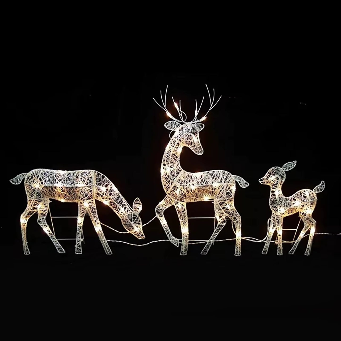 3Pc Lighted Deer Reindeer Family Lighted Deer Christmas Decor with Led Lights Light up Bucks Doe and Fawn Indoor or Outdoor Yard