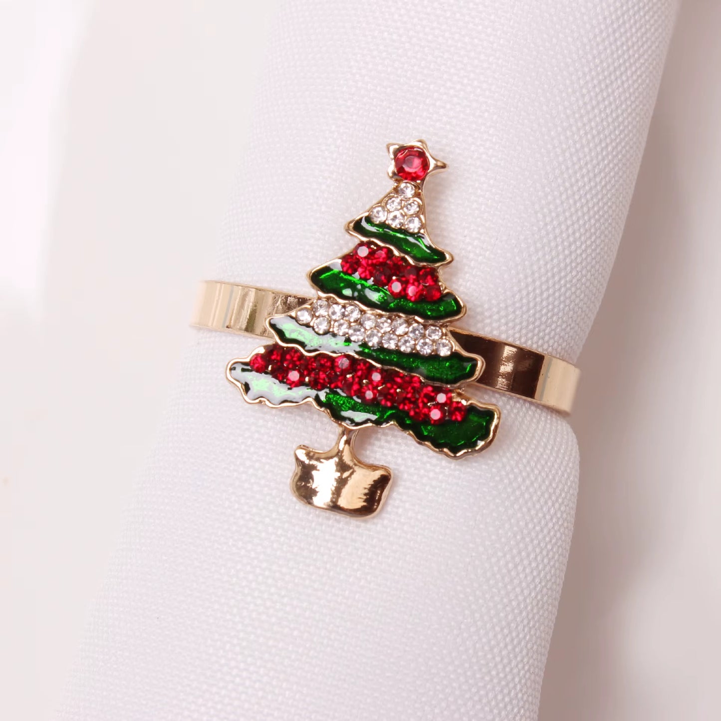 Metal Christmas Tree Napkin Buckle Bow Flower Wreath Mouth Ring Napkin Ring Wedding Hotel Table Supplies Circle Decoration Gifts