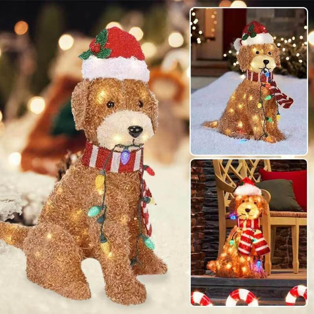 2D Led Christmas Dog Yard Decor 2025 Outdoor Christmas Decorations Yard Signs Acrylic Garden Stake with Lights Garden Statues