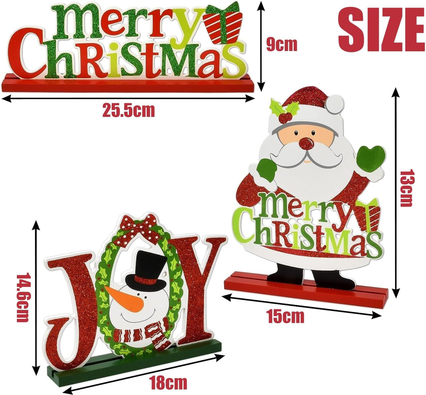 6 Pezzi Decorazioni per Tavola Di Natale, Legno Merry Christmas Joy Believe Cartello Renna Pupazzo Di Neve Centrotavola per Natale Vacanza Festa Interno Agriturismo Decorazione