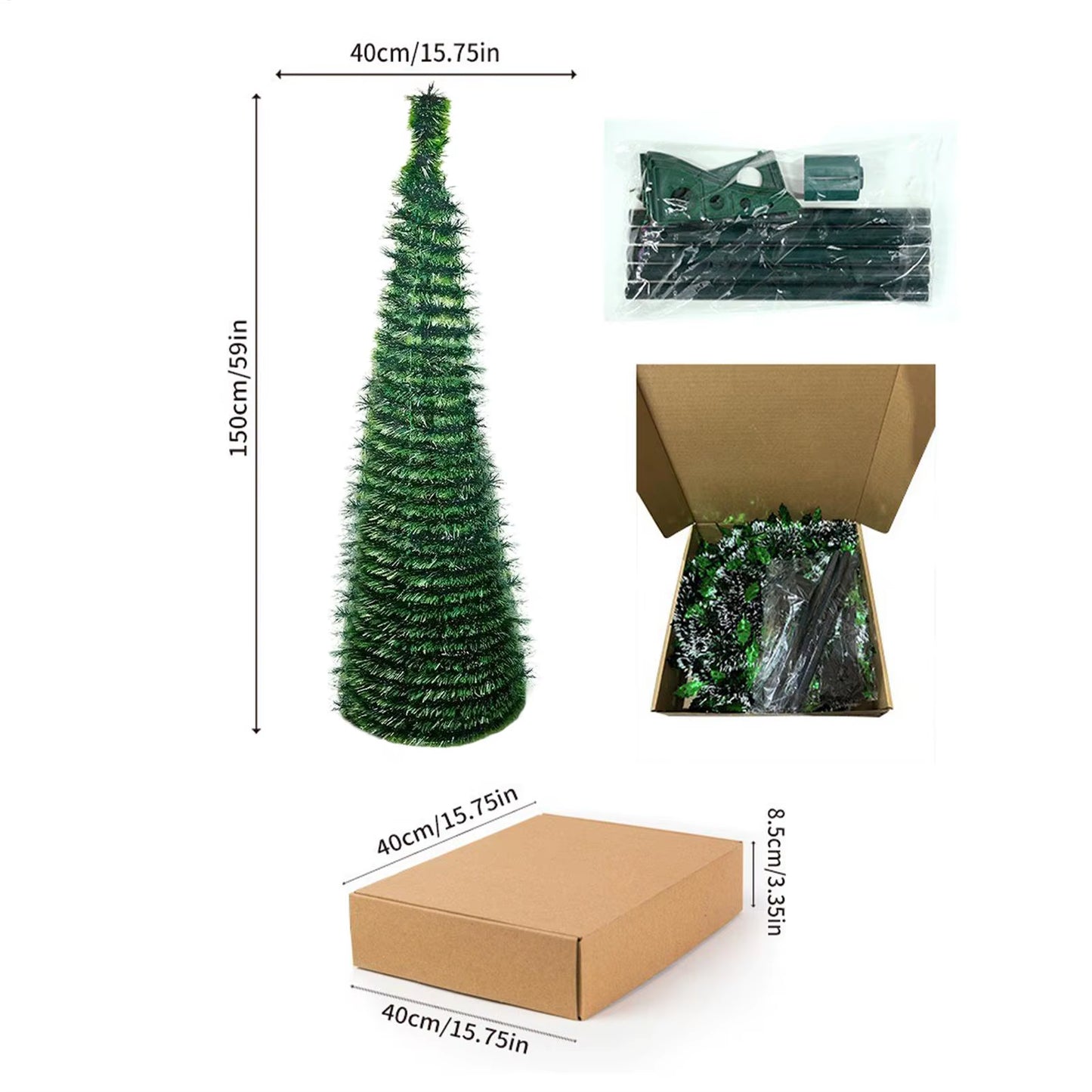 150 Cm Retractable Christmas Tree Foldable Plastic Telescopic Eco Friendly Pet Home Party Decoration Living Room Bedroom Room