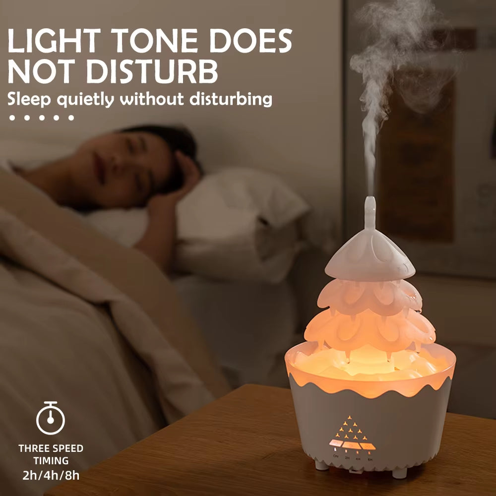 Rotating Christmas Tree Ultrasonic Air Humidifier with Colorful Lights Fine Mist Quite Essential Oil Diffuser for Christmas Gift