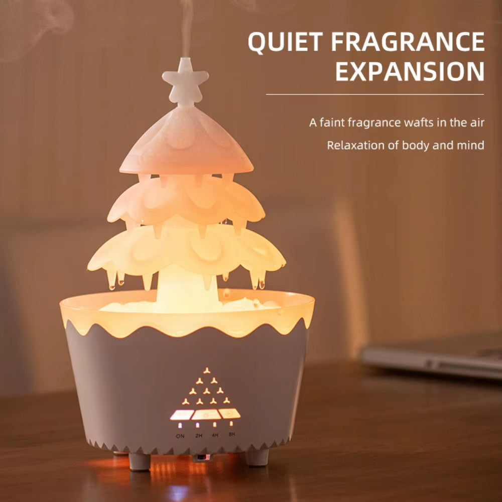 Rotating Christmas Tree Ultrasonic Air Humidifier with Colorful Lights Fine Mist Quite Essential Oil Diffuser for Christmas Gift