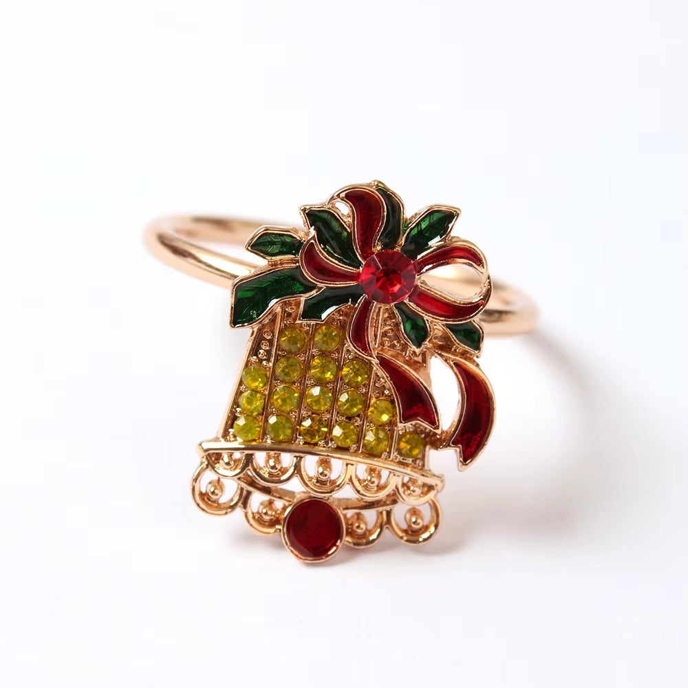 Metal Christmas Tree Napkin Buckle Bow Flower Wreath Mouth Ring Napkin Ring Wedding Hotel Table Supplies Circle Decoration Gifts