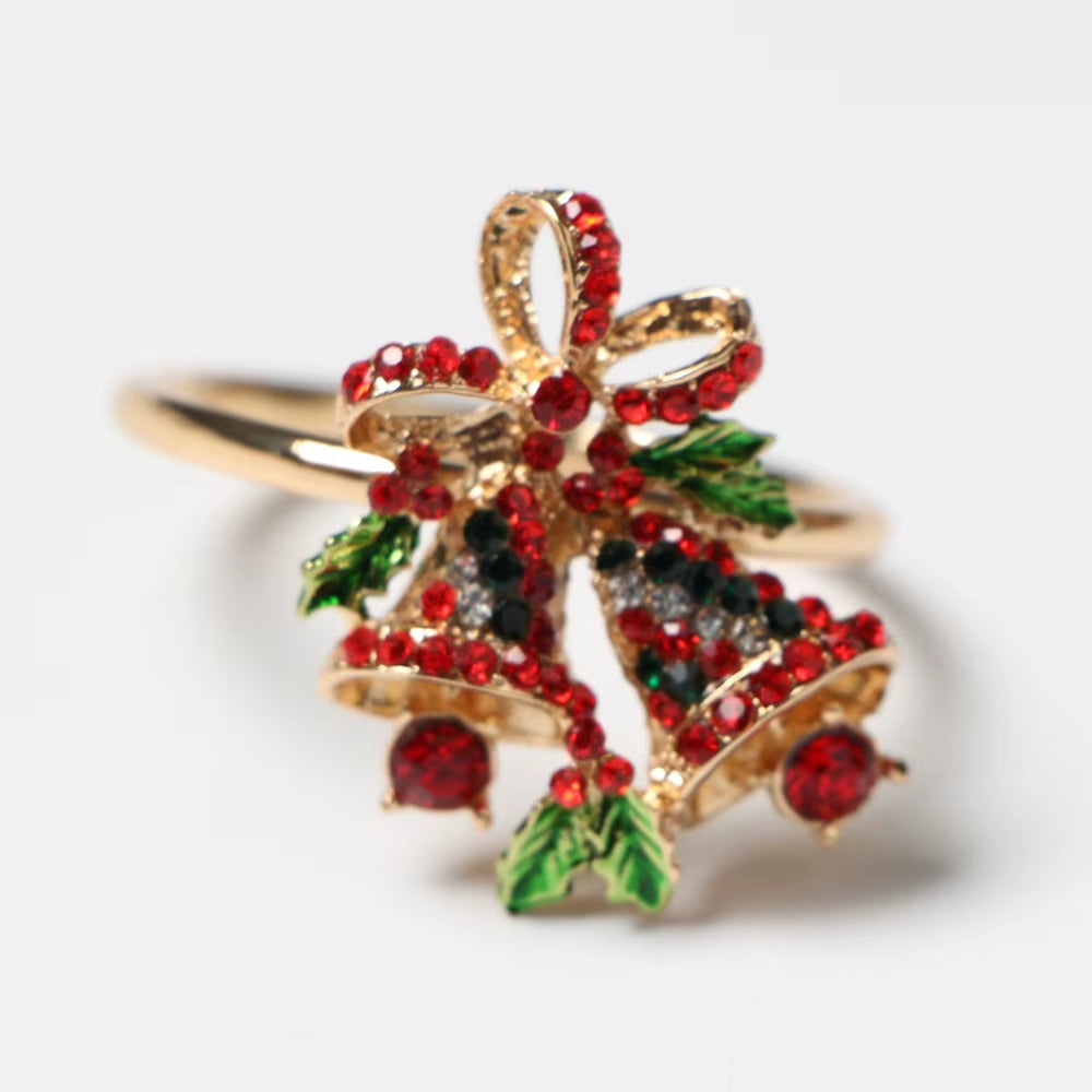 Metal Christmas Tree Napkin Buckle Bow Flower Wreath Mouth Ring Napkin Ring Wedding Hotel Table Supplies Circle Decoration Gifts