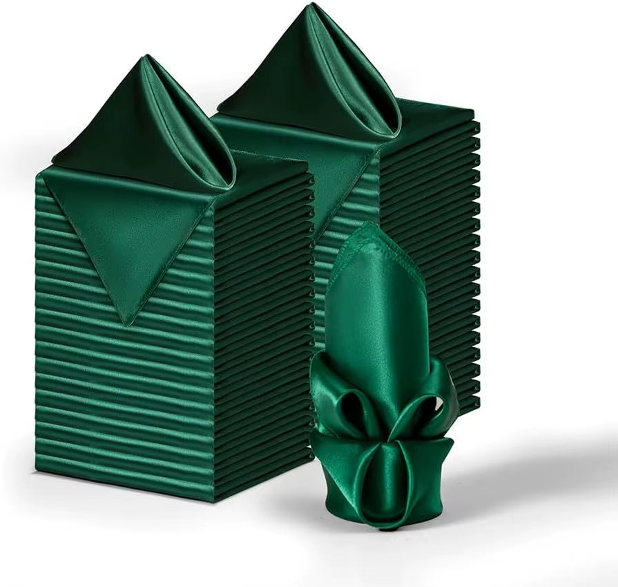 12PCS Red Satin Napkins 30X30Cm, Silky Soft Smooth Washable Napkins for Restaurant, Weddings, Dinner, Party,Christmas Decoration